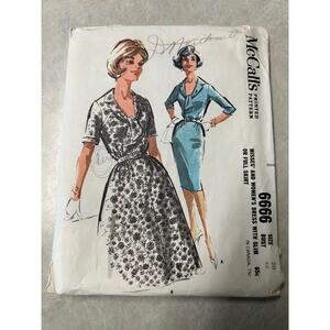 Vintage 1960's McCalls Pattern #6666 Misses Women's Dresses Size 20